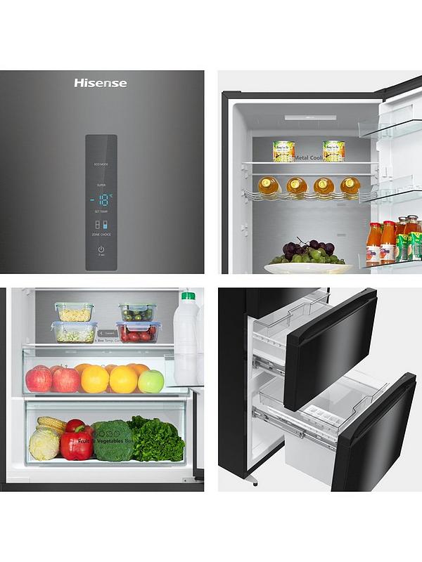 Hisense RM469N4AFEUK 200cm High 60/40 Frost-Free Fridge Freezer - Black Gloss - E Rated - Image 4